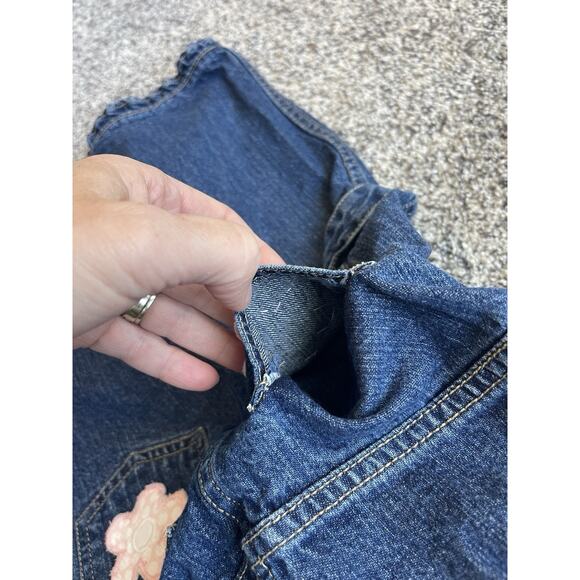 Vintage Cherokee Denim Overalls Girl’s Sz 24 Months Flower Patches - Picture 7 of 7